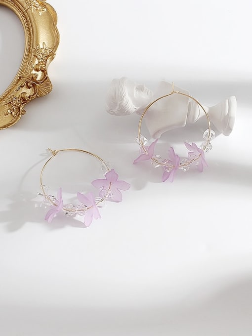 lilac colour Copper Minimalist  Acrylic Flowers Stud Trend Korean Fashion Earring