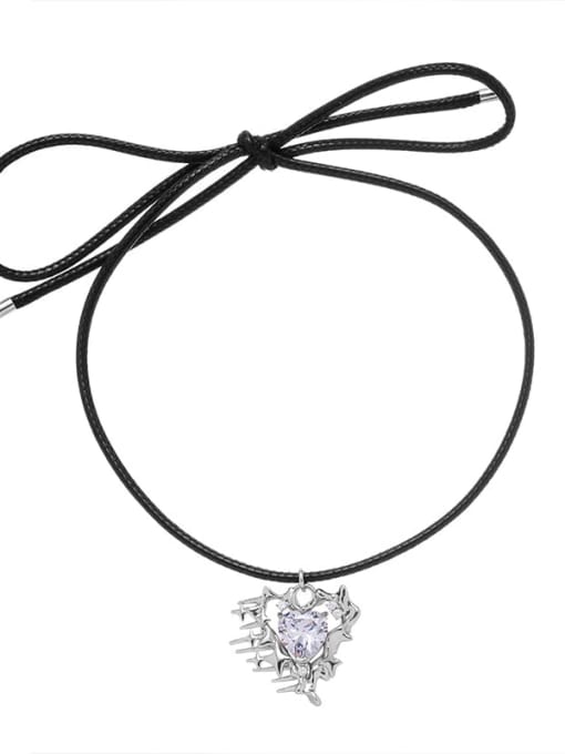 Love pendant Brass Cubic Zirconia Heart Dainty Necklace