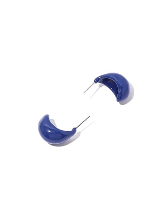 Blue Earrings Brass Enamel Water Drop Minimalist Stud Earring