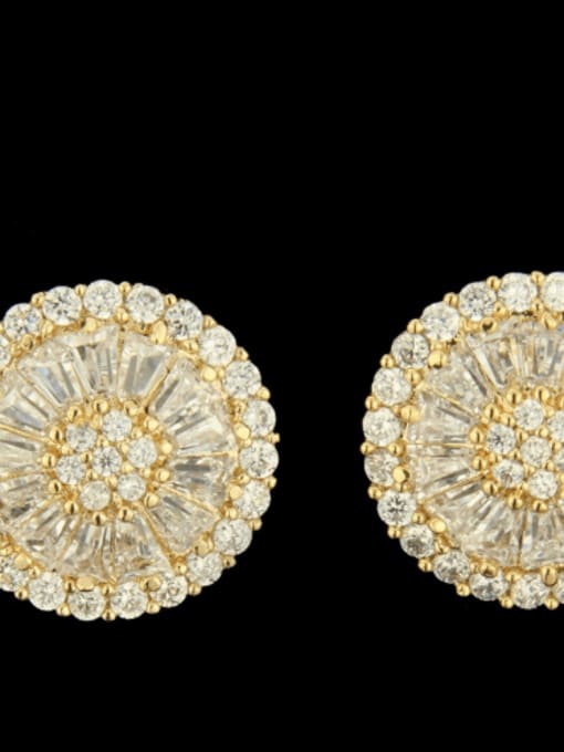 Large diameter 1.5cm Brass Cubic Zirconia Round Luxury Stud Earring