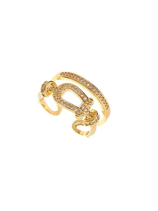 golden Brass Cubic Zirconia Geometric Minimalist Stackable Ring