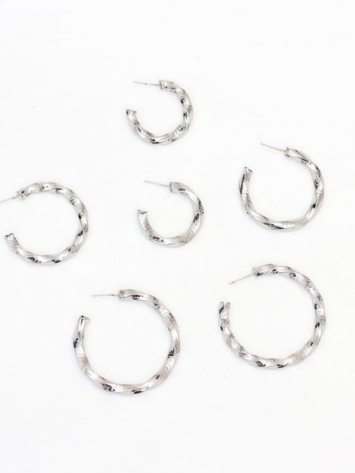 White K small Copper Round Minimalist Hoop Trend Korean Fashion Earring