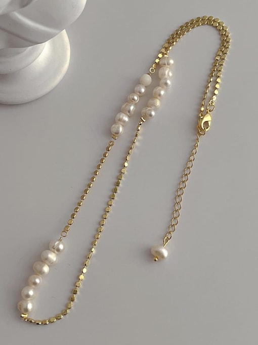 D316 Natural Pearl Necklace Brass Freshwater Pearl Irregular Minimalist Necklace