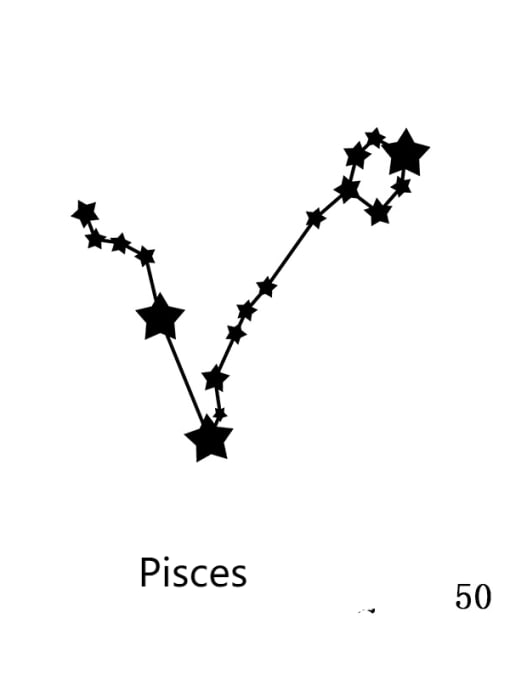 50 Pisces Stainless steel Constellation Minimalist Round Pendant Necklace