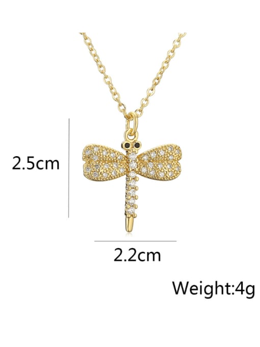 AOG Brass Cubic Zirconia Dragonfly Cute Necklace 2