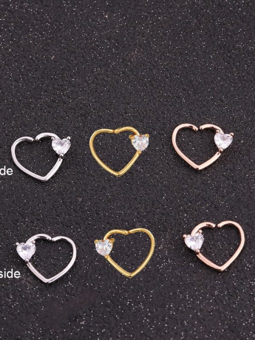 HISON Brass Cubic Zirconia White Heart Minimalist Stud Earring 1
