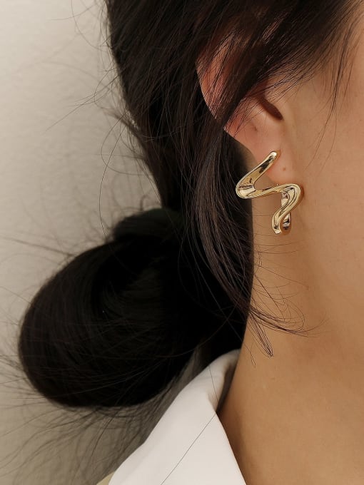 HYACINTH Brass Smooth Irregular Minimalist Stud Trend Korean Fashion Earring 2