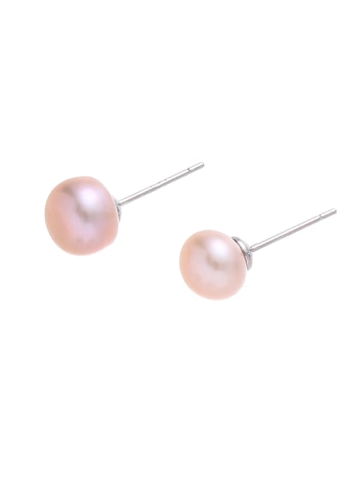 8.8mm Pink Pearl Brass Imitation Pearl Geometric Minimalist Stud Earring