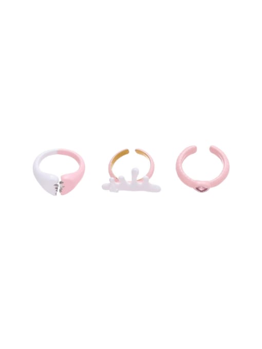 Five Color Brass Enamel Multi Color Irregular Cute Band Ring 1