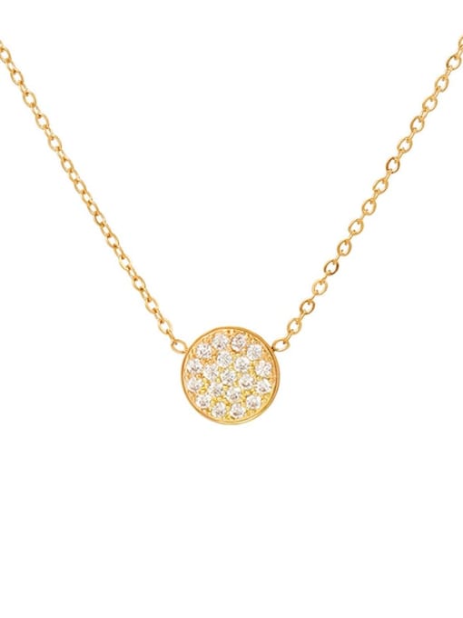 April White Gold Stainless steel Cubic Zirconia Round Minimalist Necklace