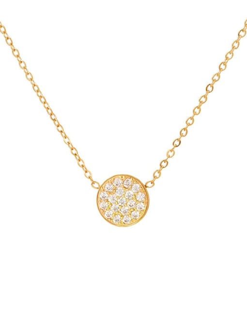 April White Gold Stainless steel Cubic Zirconia Round Minimalist Necklace