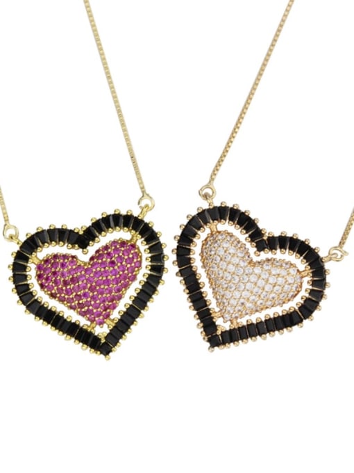 renchi Brass Cubic Zirconia Heart Luxury Necklace 2