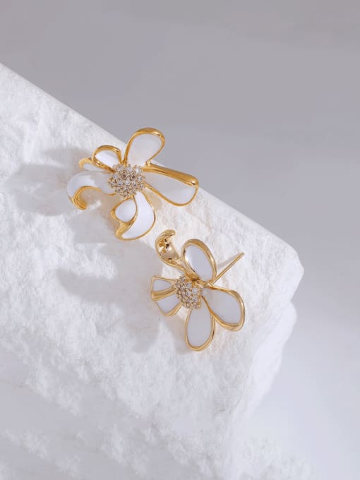HYACINTH Brass Enamel Flower Minimalist Stud Earring 2