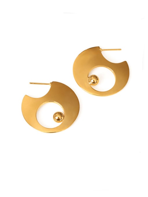 circular Brass Geometric Vintage Stud Earring
