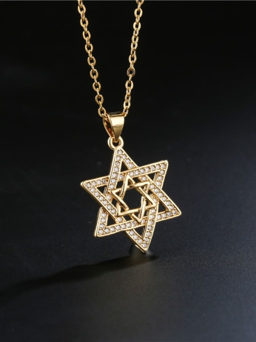 AOG Brass Cubic Zirconia  Vintage Five-pointed star Pendant Necklace 3