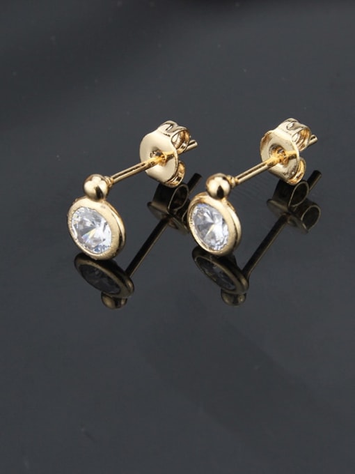 renchi Brass Cubic Zirconia Round Minimalist Stud Earring 1