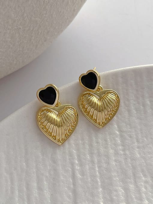 Q146 Love Earrings Brass Heart Minimalist Drop Earring