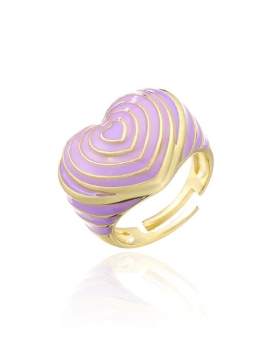 11490 Brass Enamel Heart Minimalist Band Ring