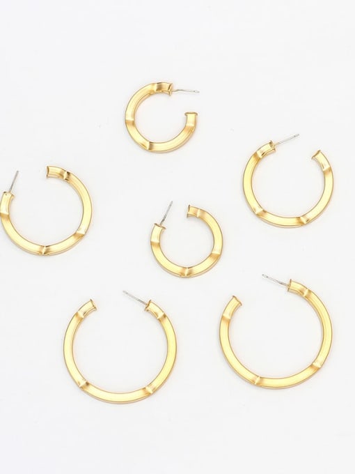 Dumb gold trumpet Copper Hollow Round Minimalist Hoop Trend Korean Fashion Earring