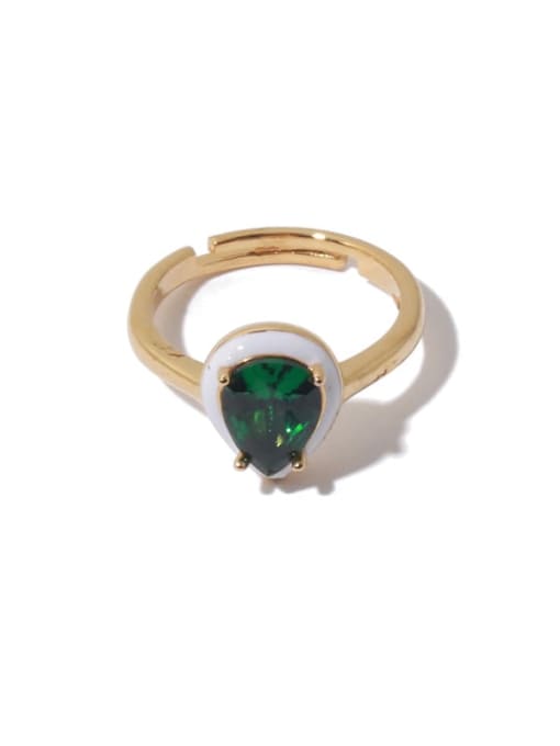 Five Color Brass Enamel Cubic Zirconia Water Drop Vintage Band Ring