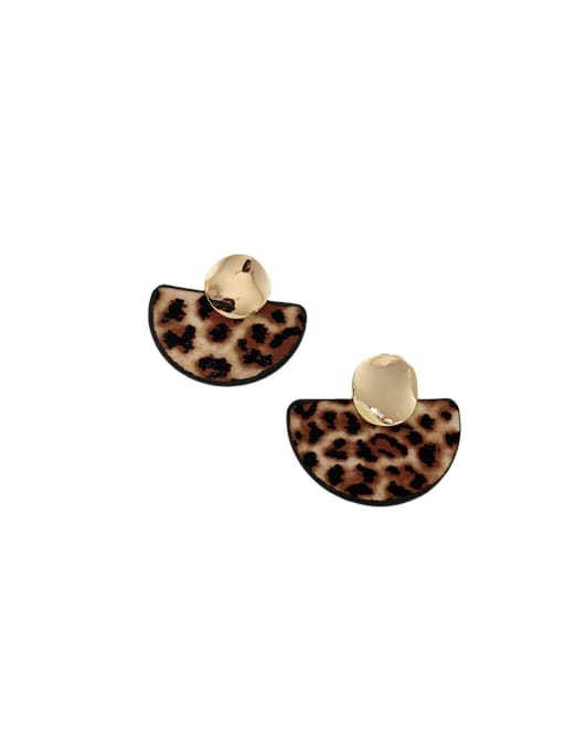 ZRUI Alloy Resin Geometric Vintage Scalloped Leopard Stud Earring/Multi-color optional 0