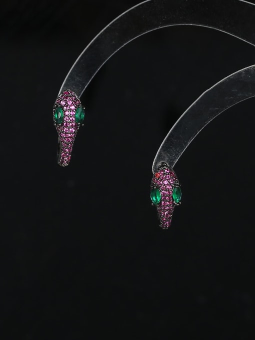 red Brass Cubic Zirconia Snake Dainty Stud Earring