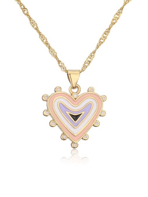 AOG Brass Enamel Geometric Hip Hop Heart Pendant Necklace 4