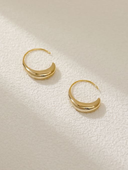 14k Gold Brass Water Drop Minimalist Hook Earring