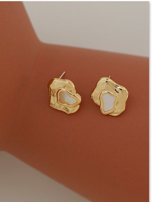 Five Color Brass Shell Geometric Vintage Stud Earring 0
