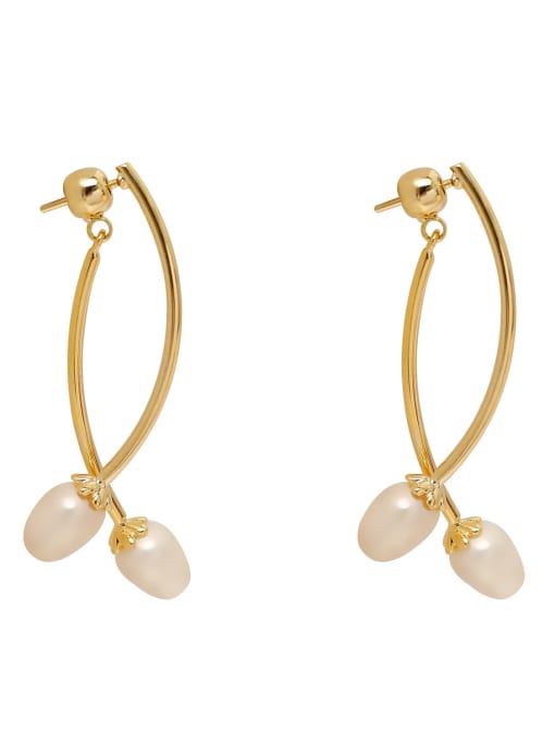 HYACINTH Brass Imitation Pearl Irregular Minimalist Drop Earring