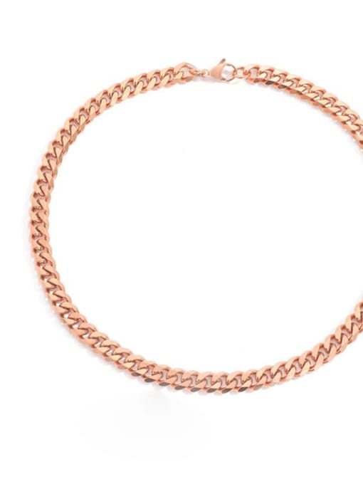 Rose Gold 8mm 42cm Stainless steel Geometric Vintage Hollow  Geometric  Chain Necklace
