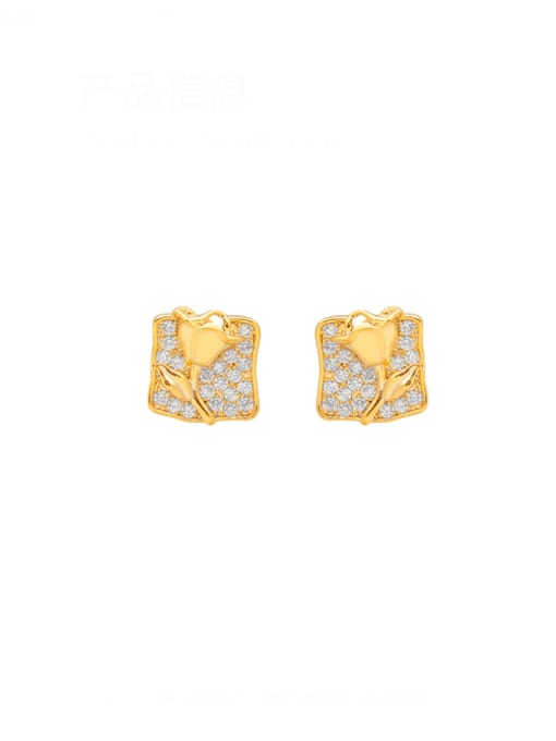 18K gold Brass Cubic Zirconia Geometric Trend Stud Earring