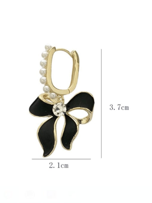 SUUTO Brass Imitation Pearl Enamel Bowknot Trend Huggie Earring 1