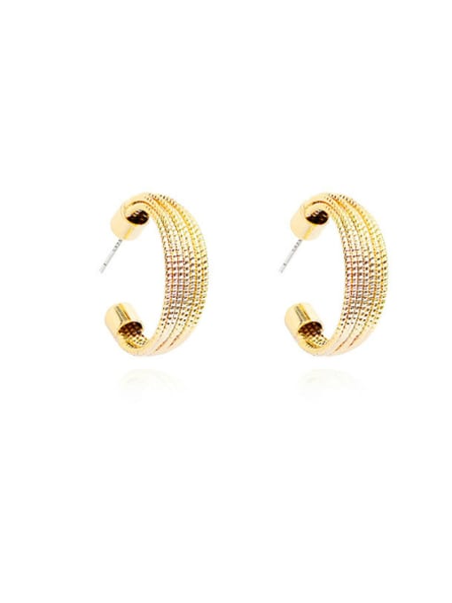 HYACINTH Brass Weave Minimalist Stud Earring 0
