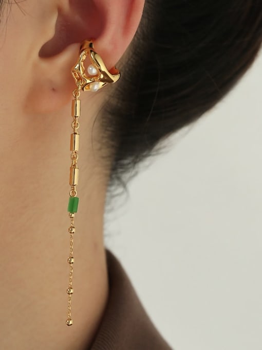 TINGS Brass Imitation Pearl Tassel Trend Single Earring 1
