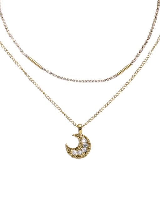 ACCA Brass Cubic Zirconia Moon Vintage Pendant Necklace 3