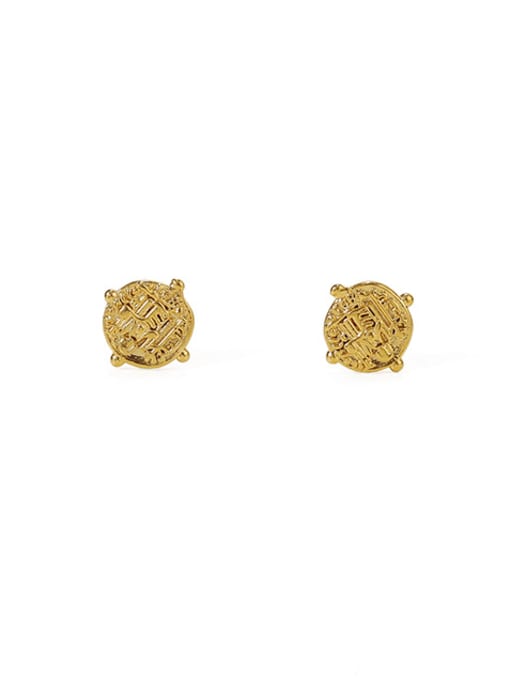 golden Brass Geometric Vintage Stud Earring