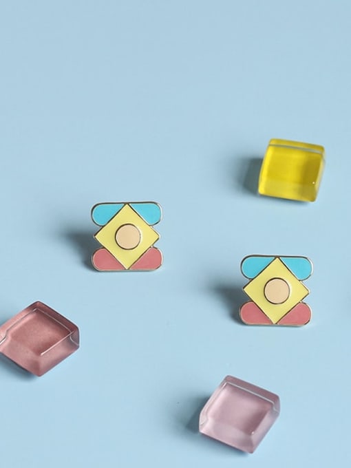 Five Color Alloy Enamel Geometric Minimalist Stud Earring 0