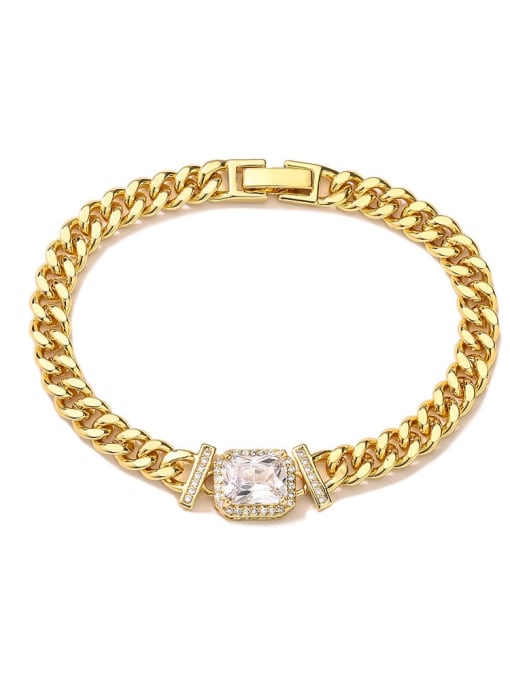 31179 Brass Cubic Zirconia Geometric Hip Hop Link Bracelet