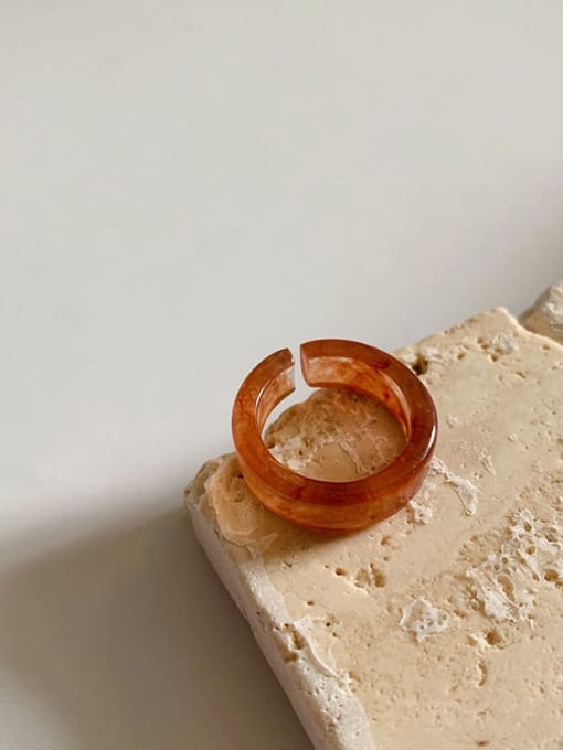 Opening amber (inner diameter 1.6cm) Resin Geometric Vintage Translucent texture Band Ring