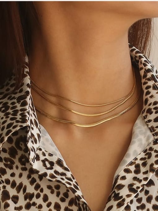 ACCA Brass Retro simple flat chain Choker Necklace 1