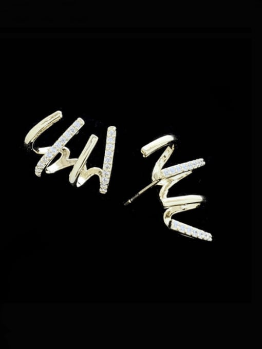 SUUTO Brass Cubic Zirconia Irregular Minimalist Stud Earring
