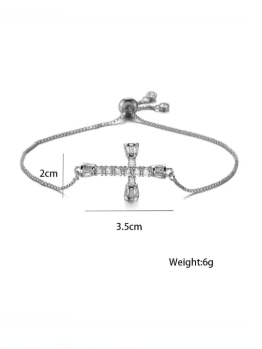 AOG Brass Cubic Zirconia Cross Minimalist Adjustable Bracelet 3
