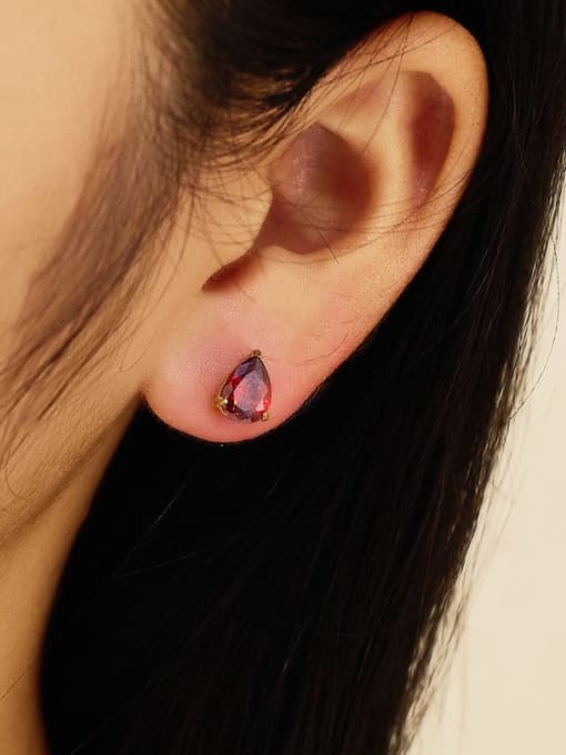 Desoto Stainless steel Cubic Zirconia Water Drop Minimalist Stud Earring 1
