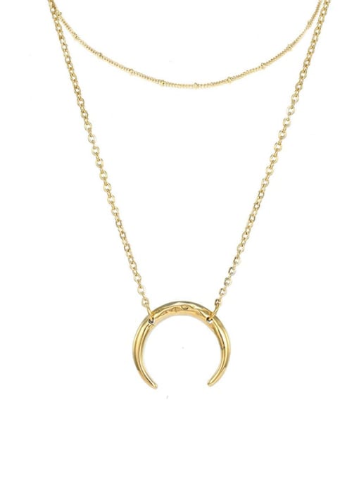 golden Stainless steel Moon Minimalist Multi Strand Necklace