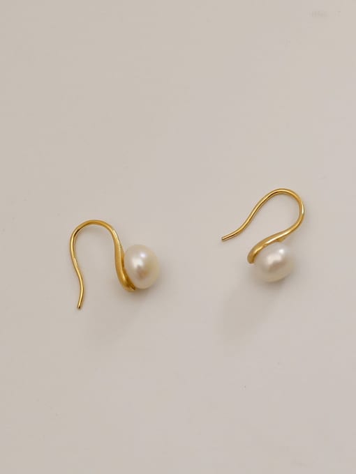 HYACINTH Brass Imitation Pearl Irregular Minimalist Hook Trend Korean Fashion Earring 4