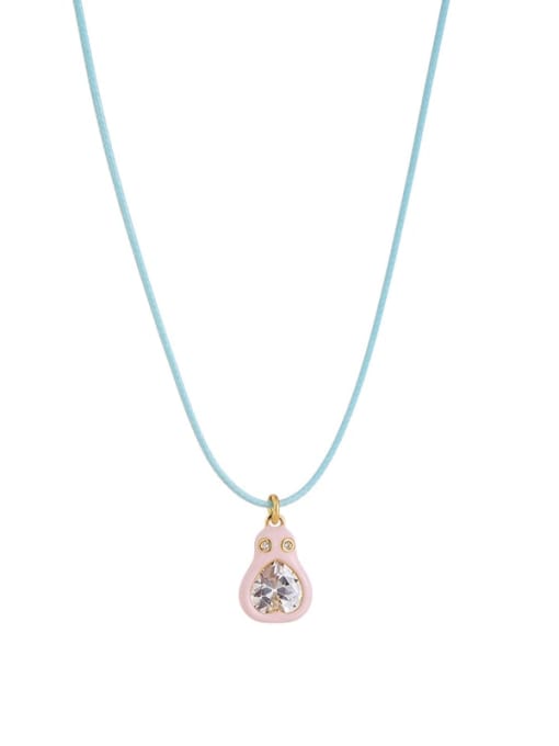 The pink Brass Enamel Heart Cute Necklace
