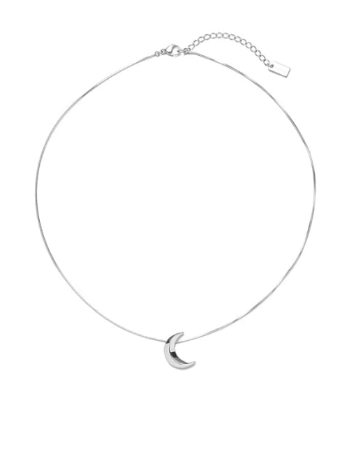 steel Titanium Steel Moon Minimalist Necklace