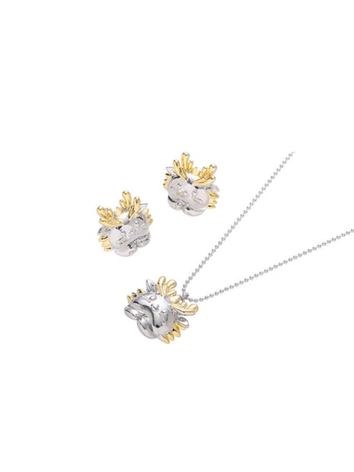 ACCA Brass Cute Dragon  Earring and Necklace Set
