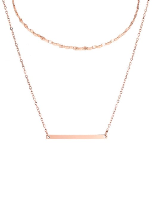 rose gold Stainless steel rectangle Minimalist Necklace